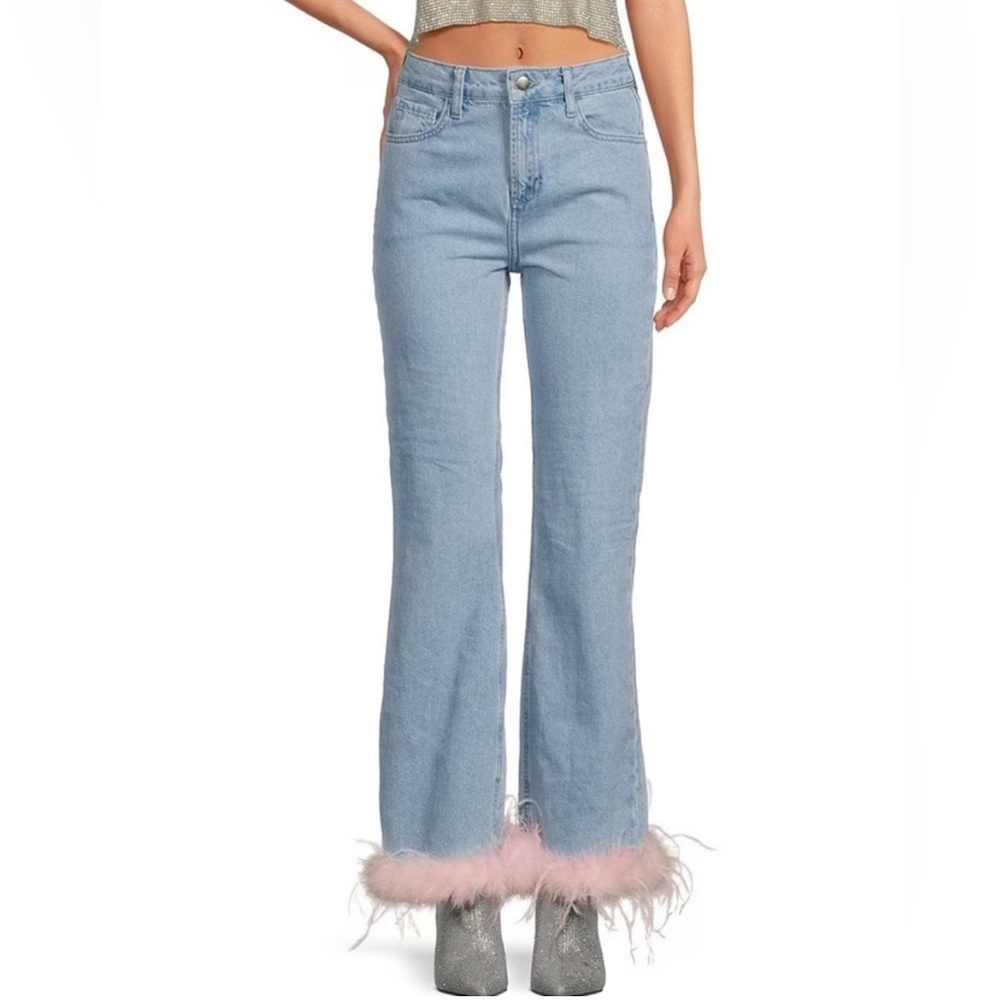 Gianni Bini Nastia Liukin Anna Feather Straight Leg Jeans Size 29